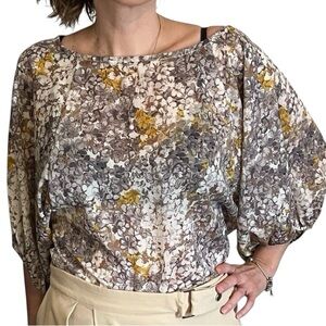 Rumors- Women’s Floral Print Cropped Bubble Sleeves Top Size M